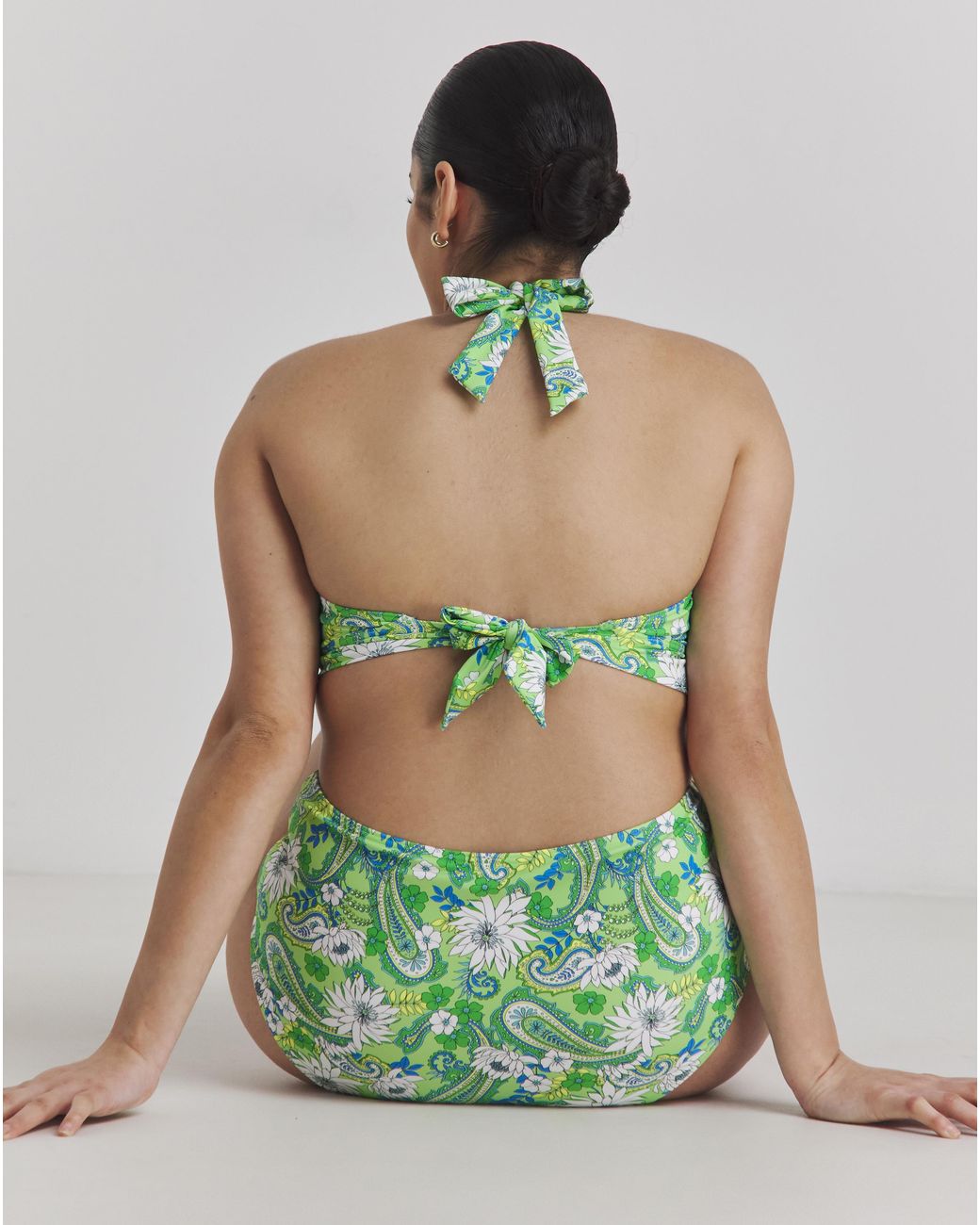 Joe Browns Green Paisley Print Bikini Top