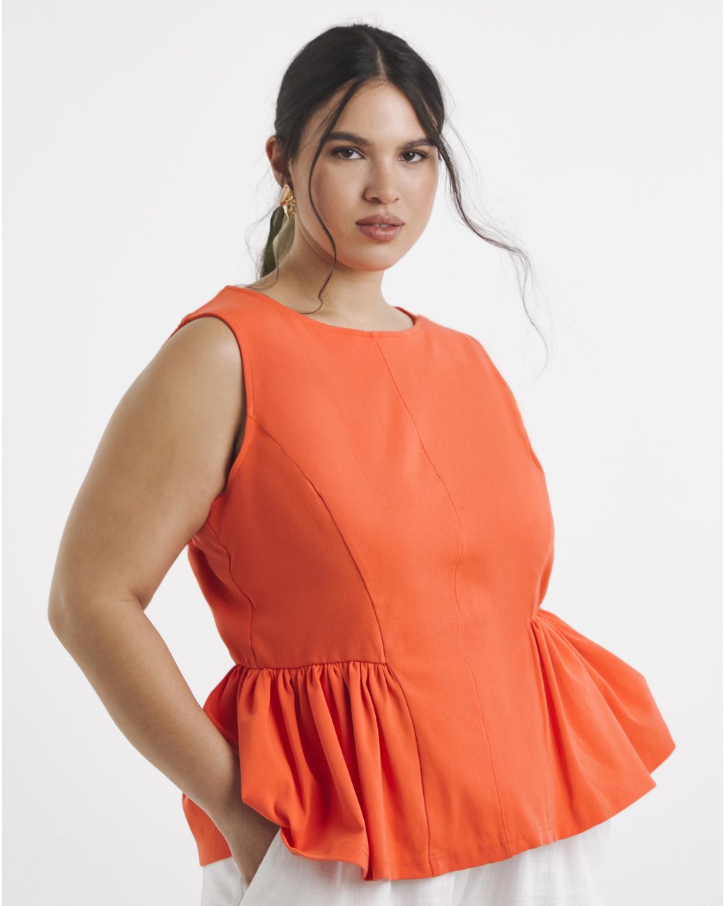 Simply Be Orange Peplum Tank