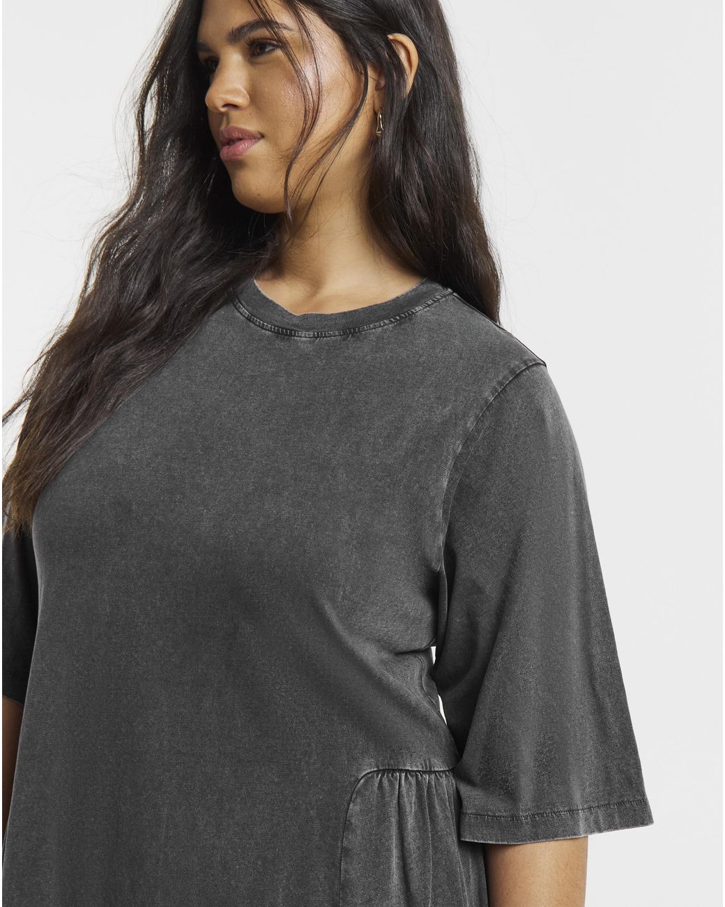 Simply Be Black Acid Wash Midi Dress