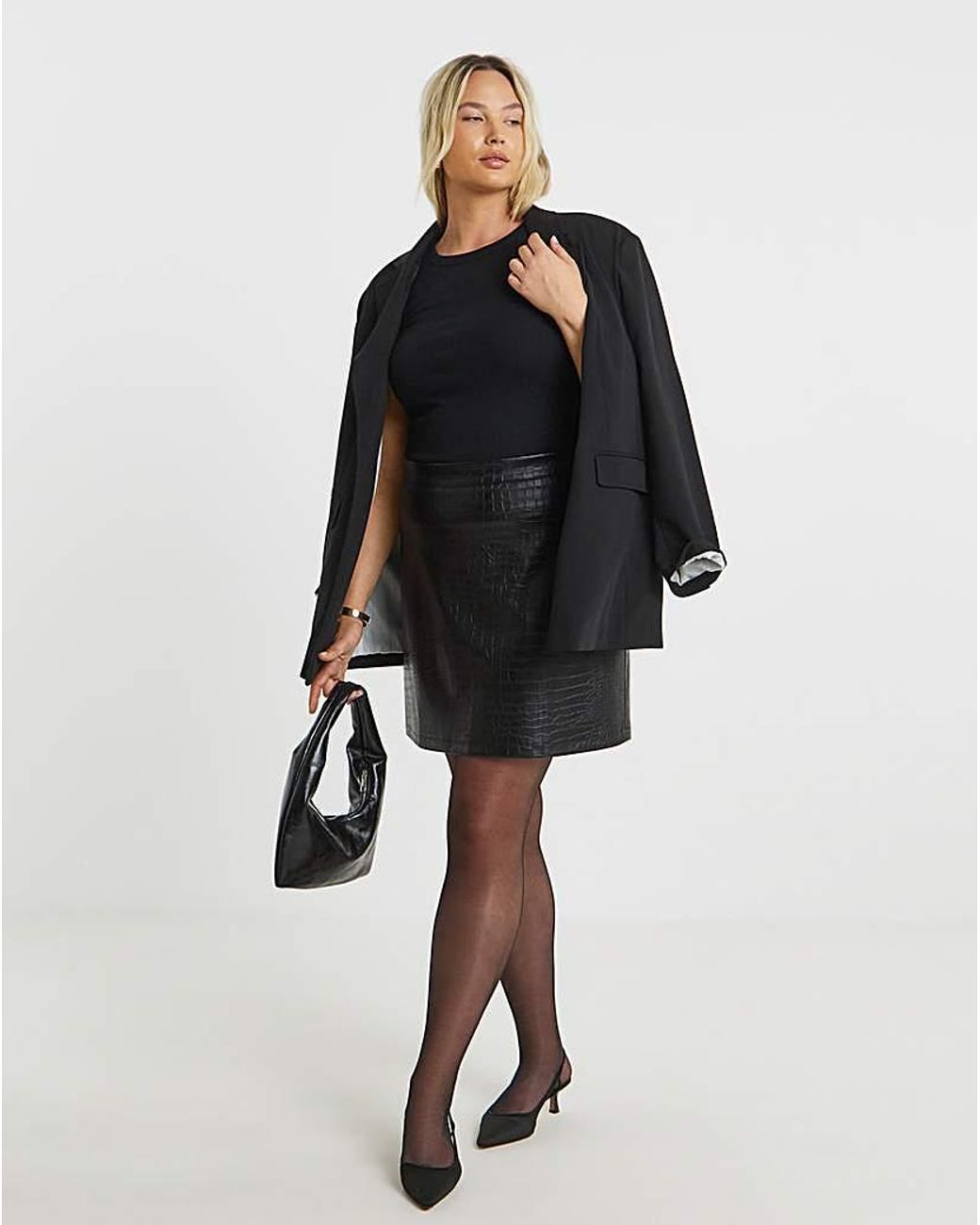 Simply Be White Croc Pu Mini Skirt