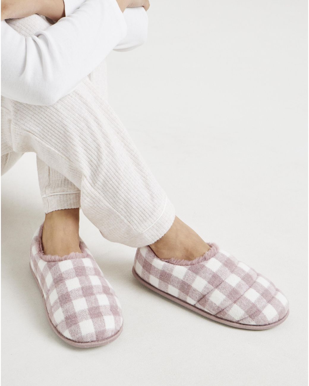 JD Williams Pink Checkered Full Slipper Wide