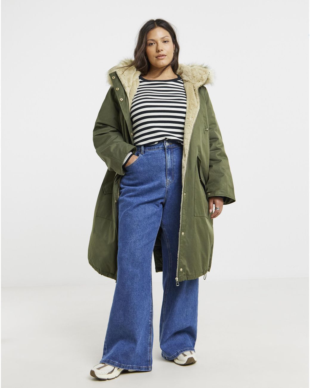 Simply Be Blue Hooded Fur Trimmed Parka