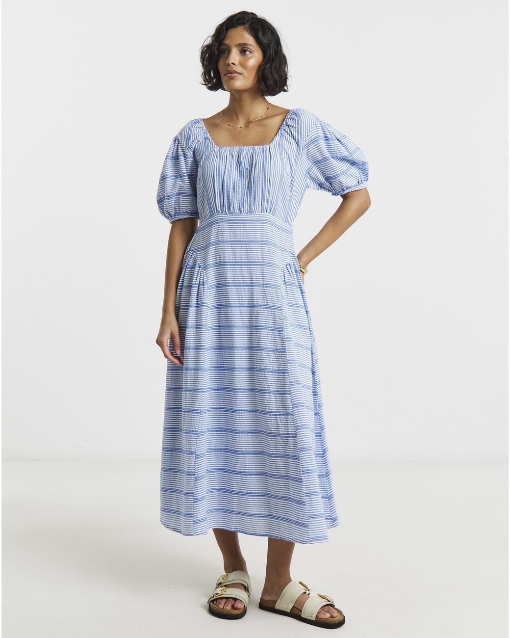 Native Youth Blue Ny Waist Gathered Midi