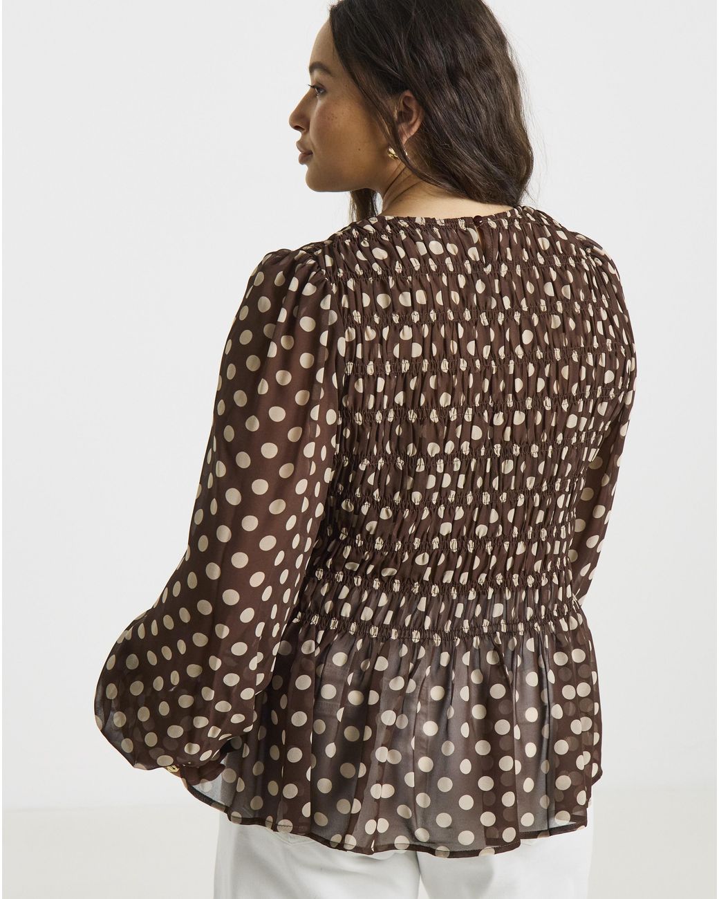 Simply Be Brown Check Shirred Blouse