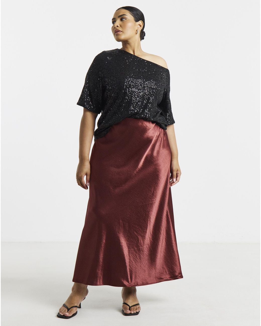Simply Be Black Sequin Off The Shoulder