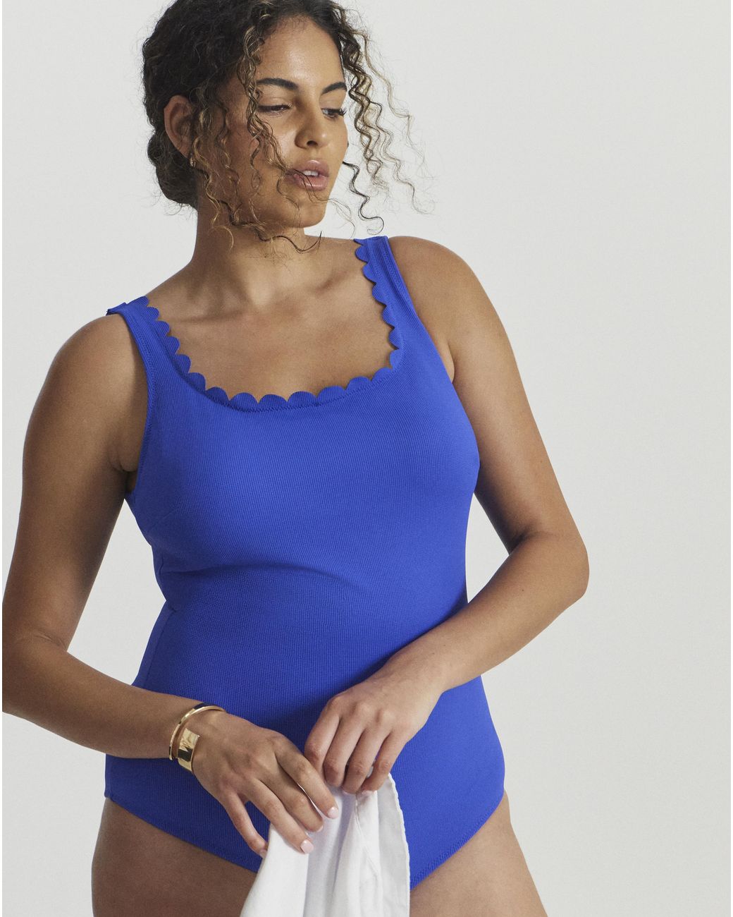MAGISCULPT Blue Contour Me Scalloped Swimsuit