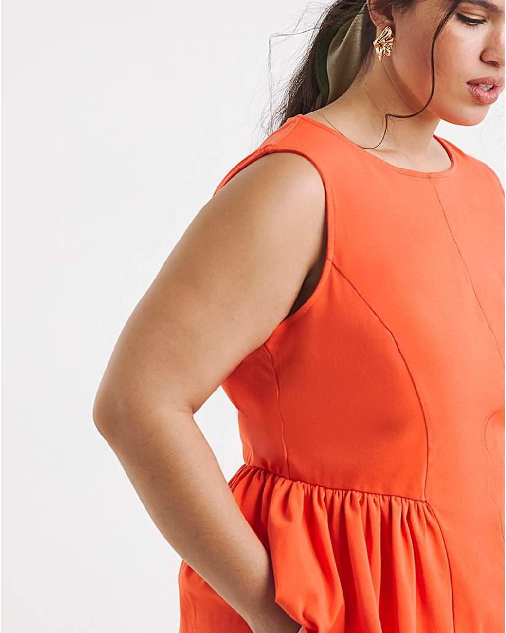 Simply Be Orange Peplum Tank