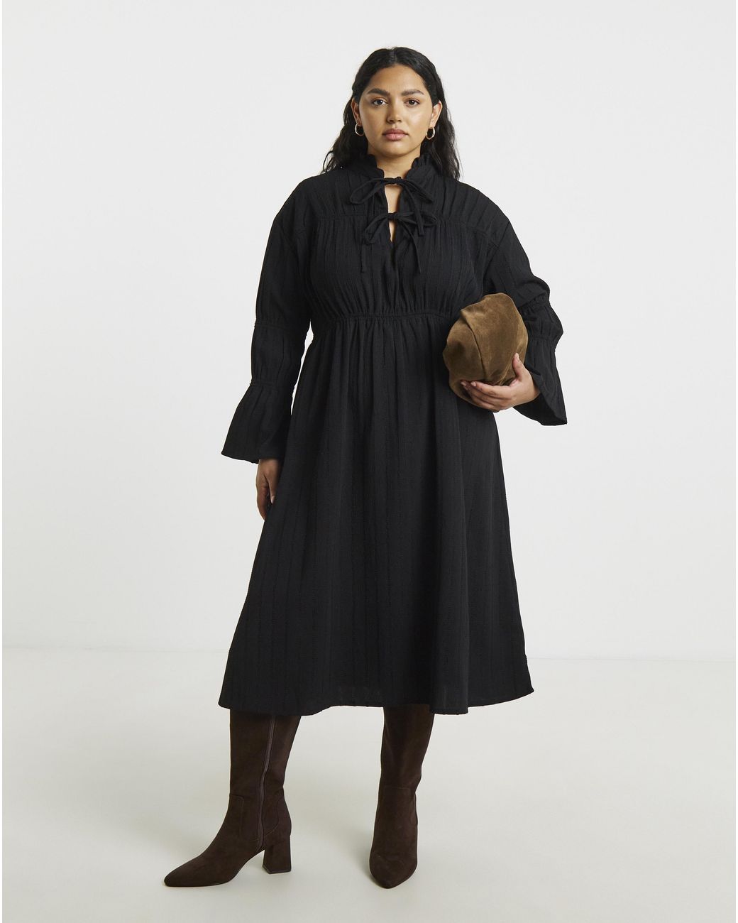Native Youth Black Tiered Midaxi Dress
