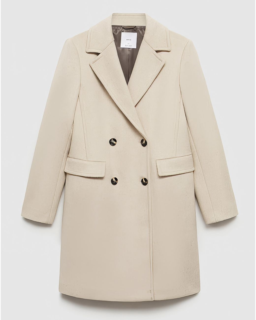 Mango White Double Breasted Wool Coat