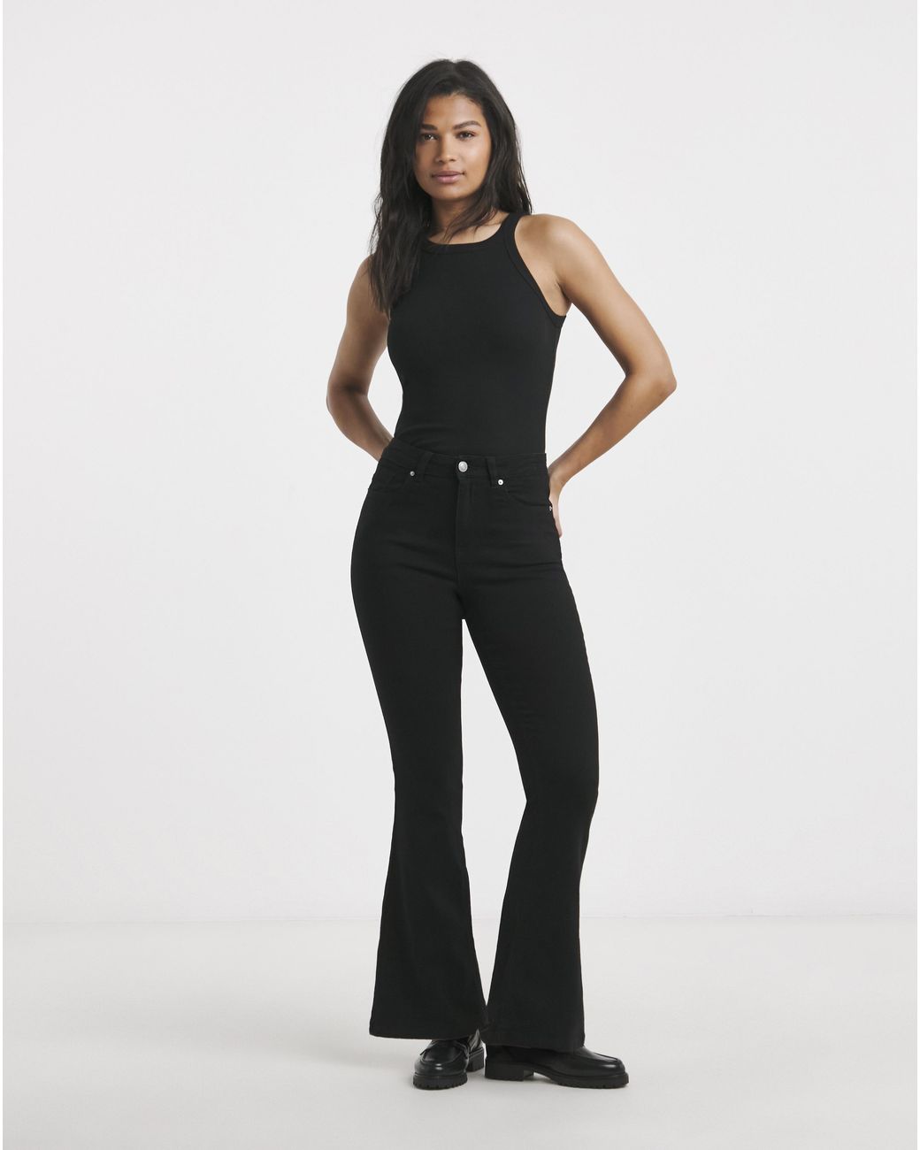 Simply Be Blue Flared Highwaist Super Stretch