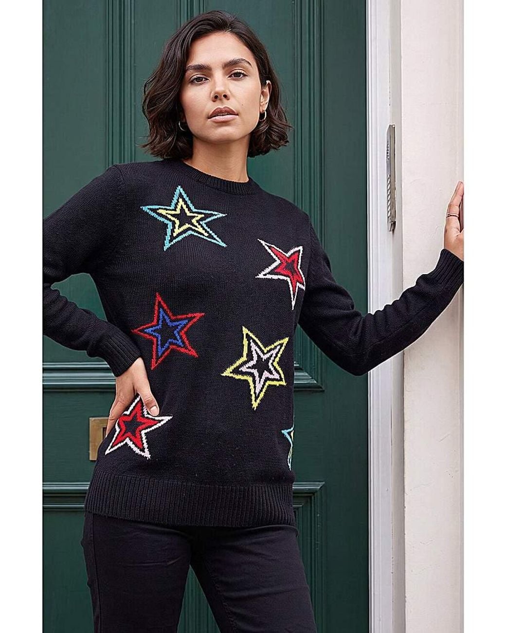 Roman Blue Roman Star Crew Neck Knit Jumper