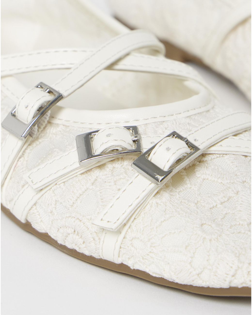 Simply Be Blue Multi Buckle Ballerinas Extra Wide Fit