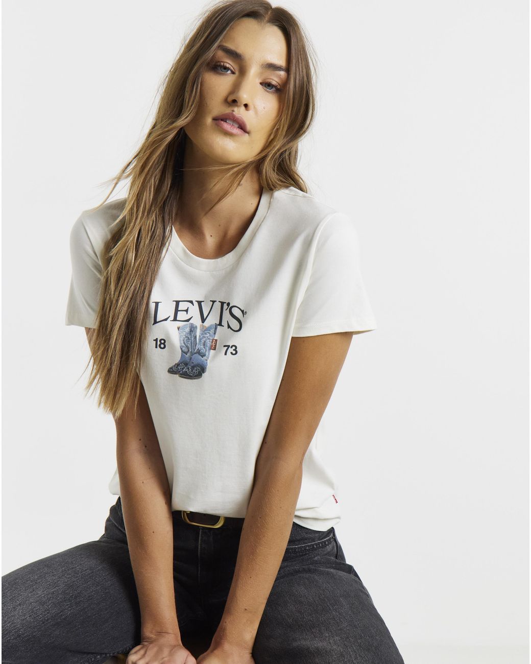 Levi's White The Perfect Tee Logo Graphic
