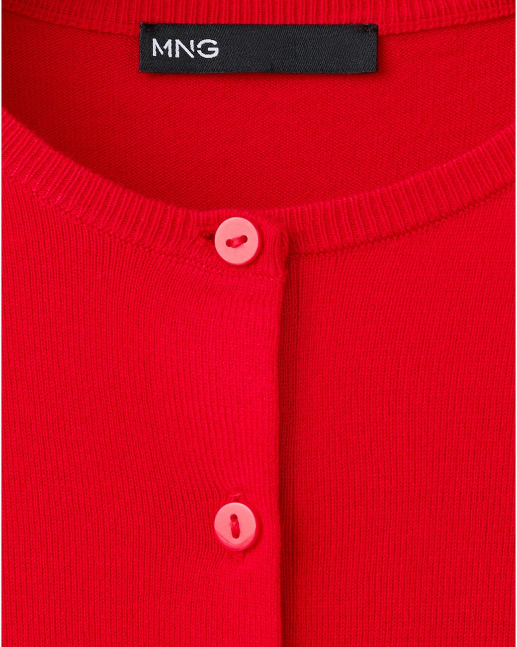 Mango Red Knitted Button Cardigan