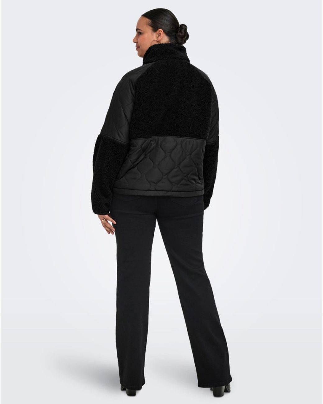 ONLY Black Quilt Mix Fleece Short Jacket