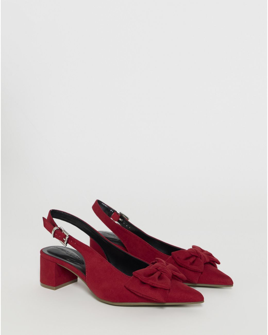JD Williams Black Block Heel Slingback With Bow Ex Wide