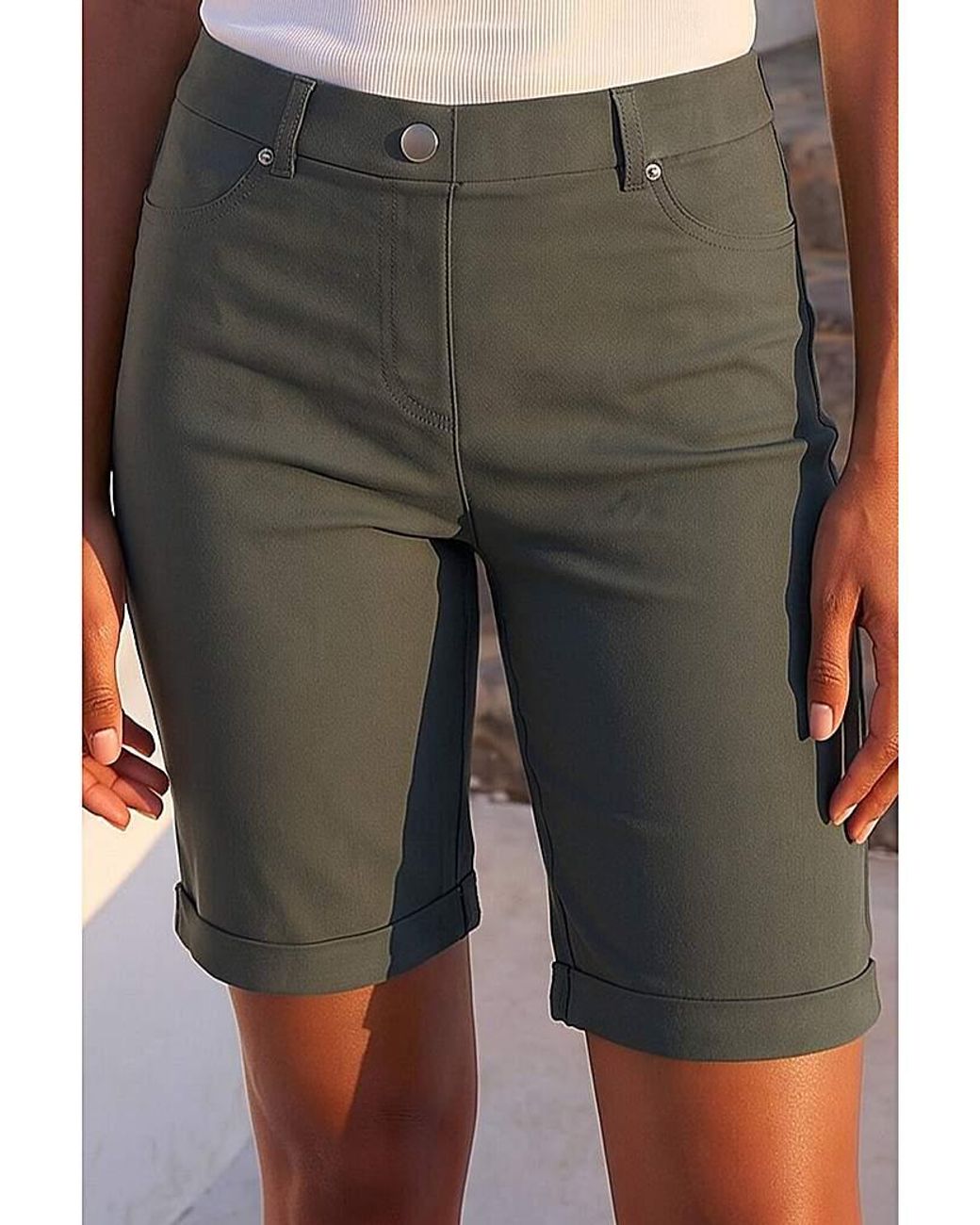 Roman Green Roman Turn Up Stretch Shorts