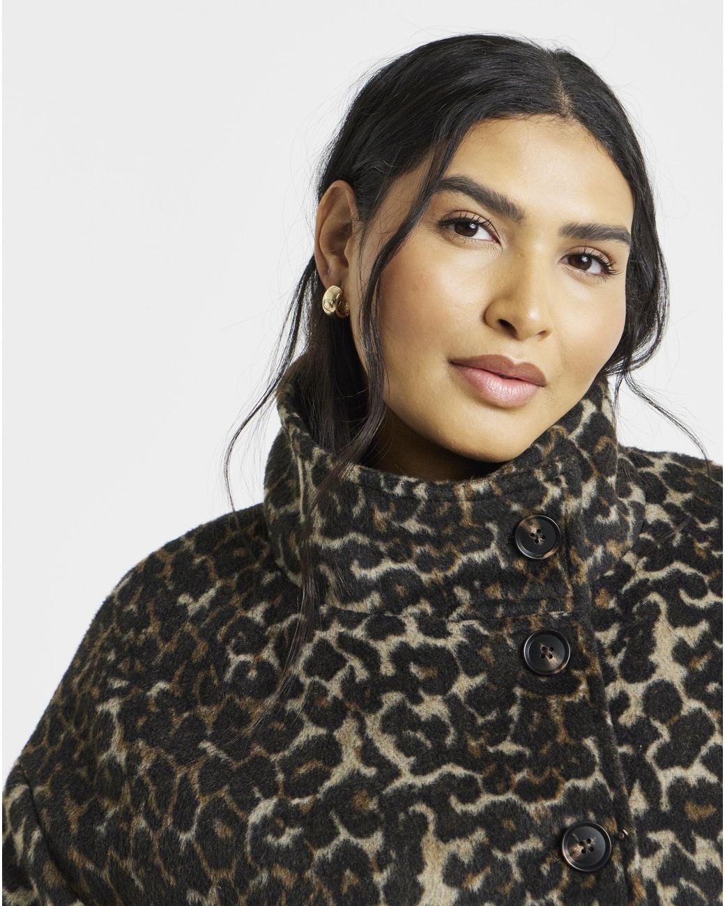 JD Williams Blue Print Funnel Neck Coat