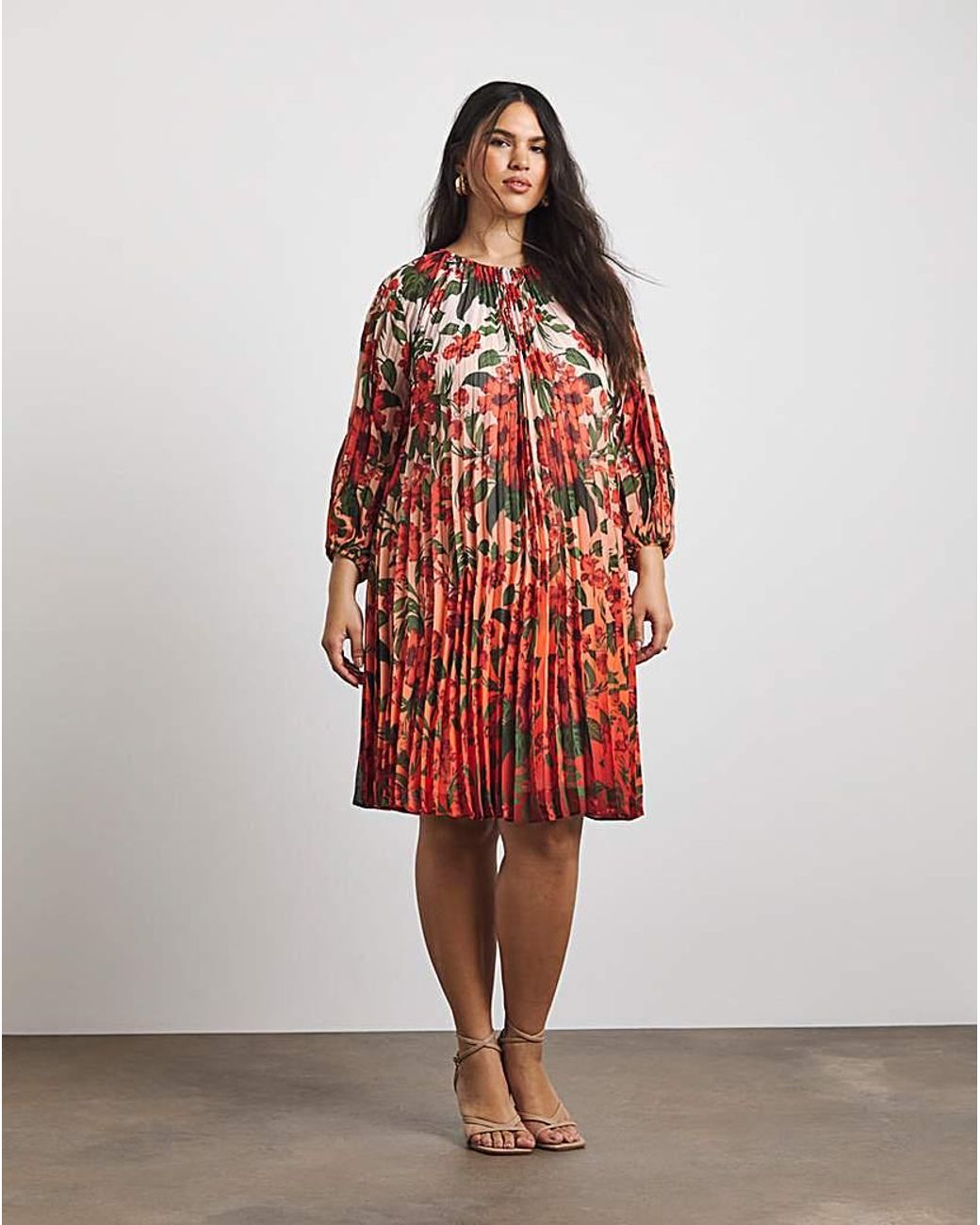 Joanna Hope Red Crinkle Shift Dress