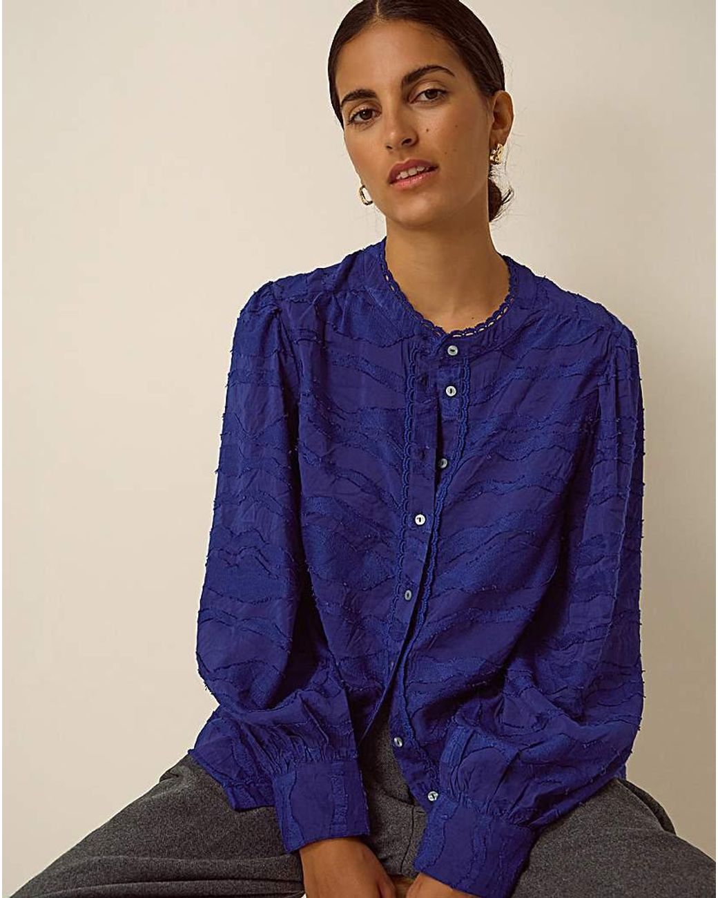 Monsoon Blue Jane Jacquard Blouse