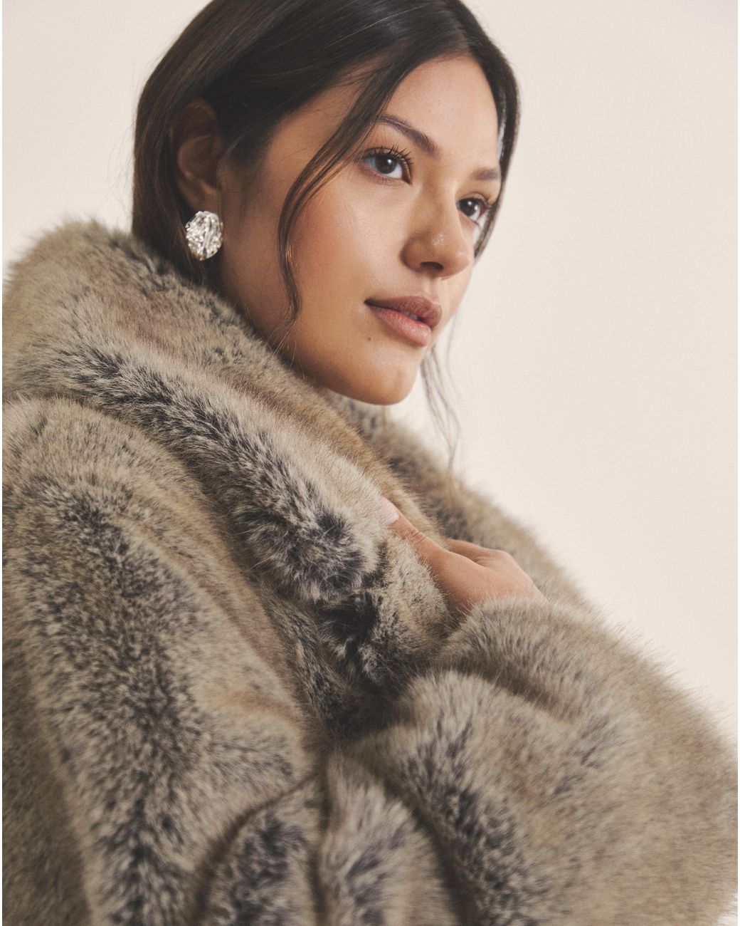 Simply Be Natural Sbe Faux Fur Maxi Coat
