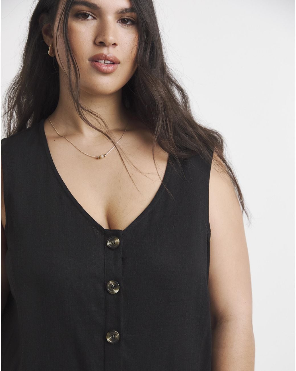 Simply Be Black Linen Playsuit