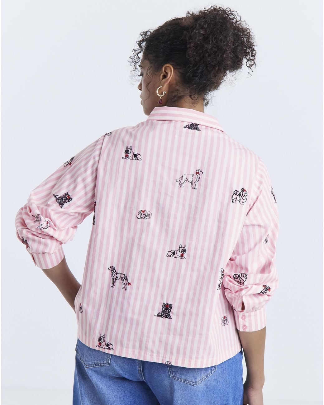 Simply Be Pink Dog Embroidery Shirt