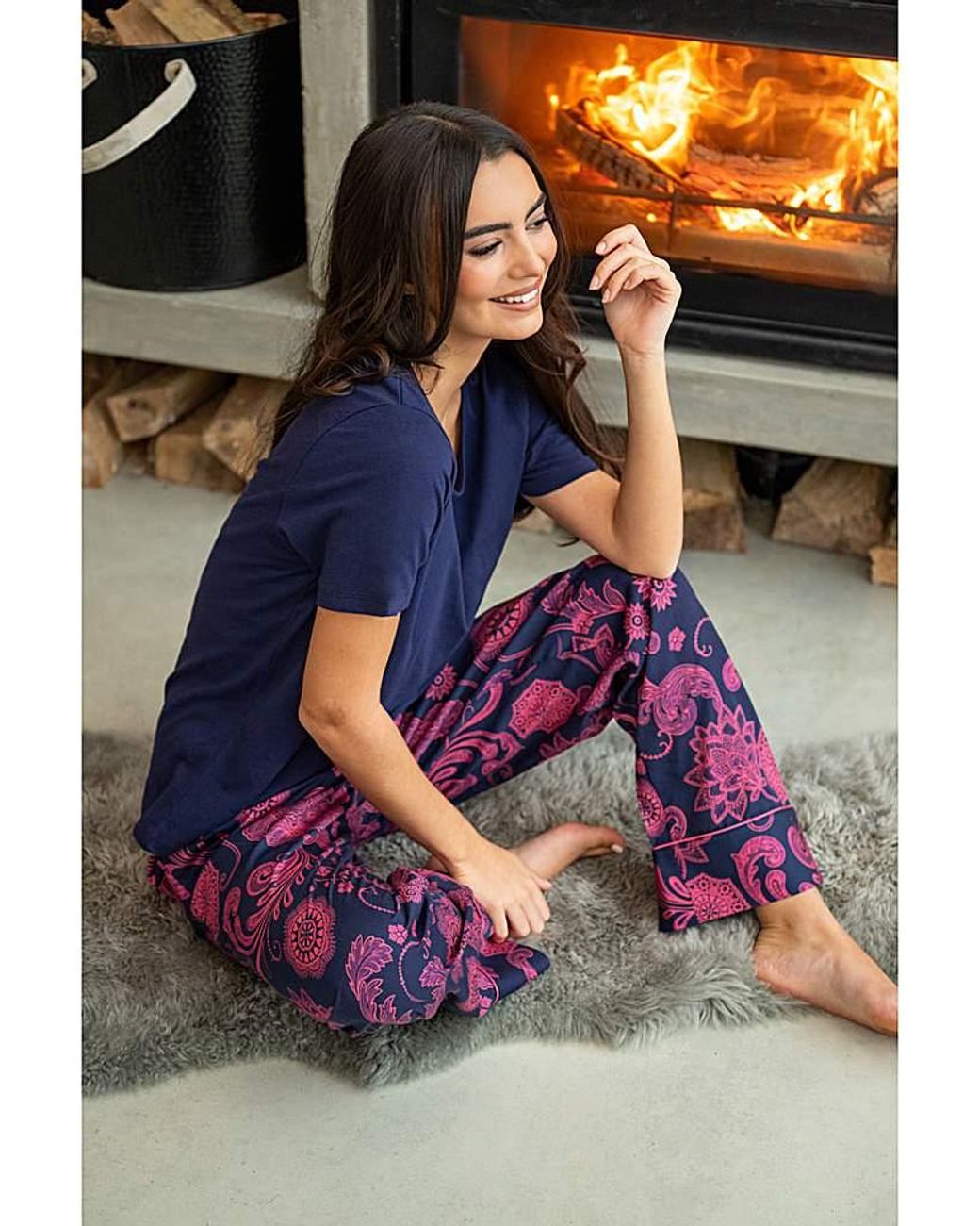 Pour Moi Multicolor Cotton T-Shirt Trouser Pyjama