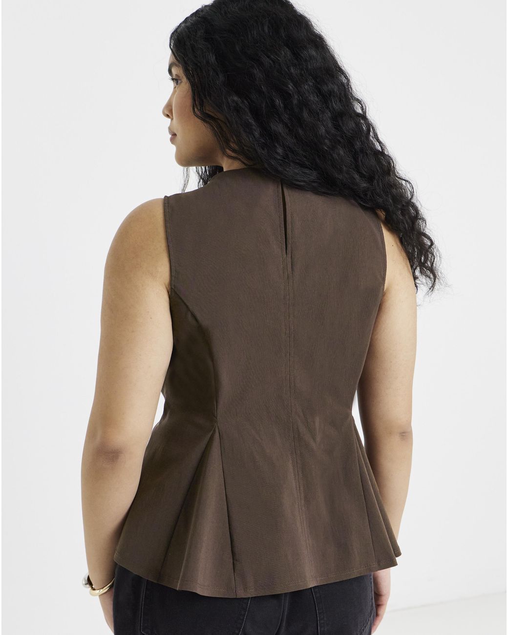 Simply Be Brown Stretch Fit And Flare Blouse