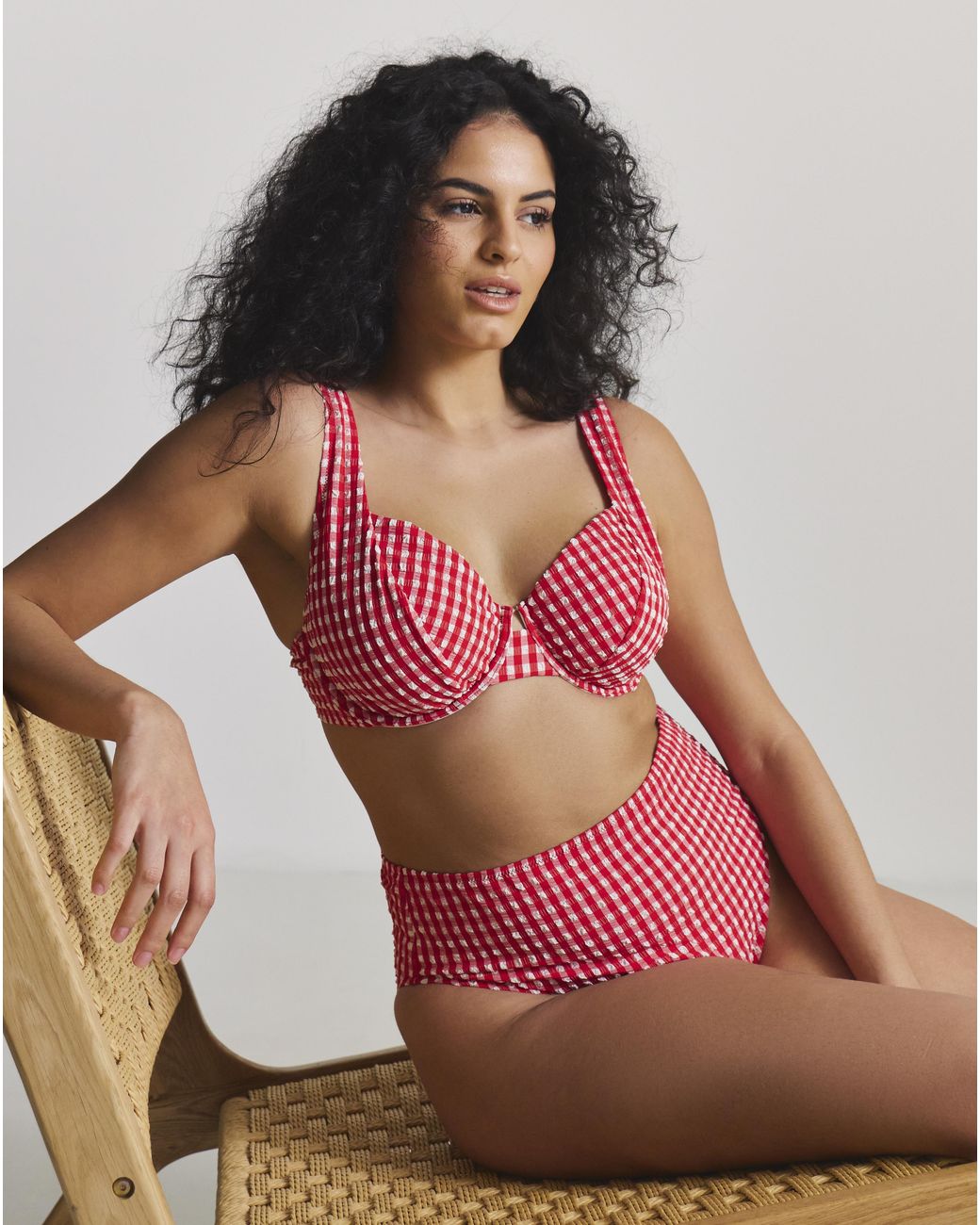 MAGISCULPT Red Gingham High Waist Bikini Brief