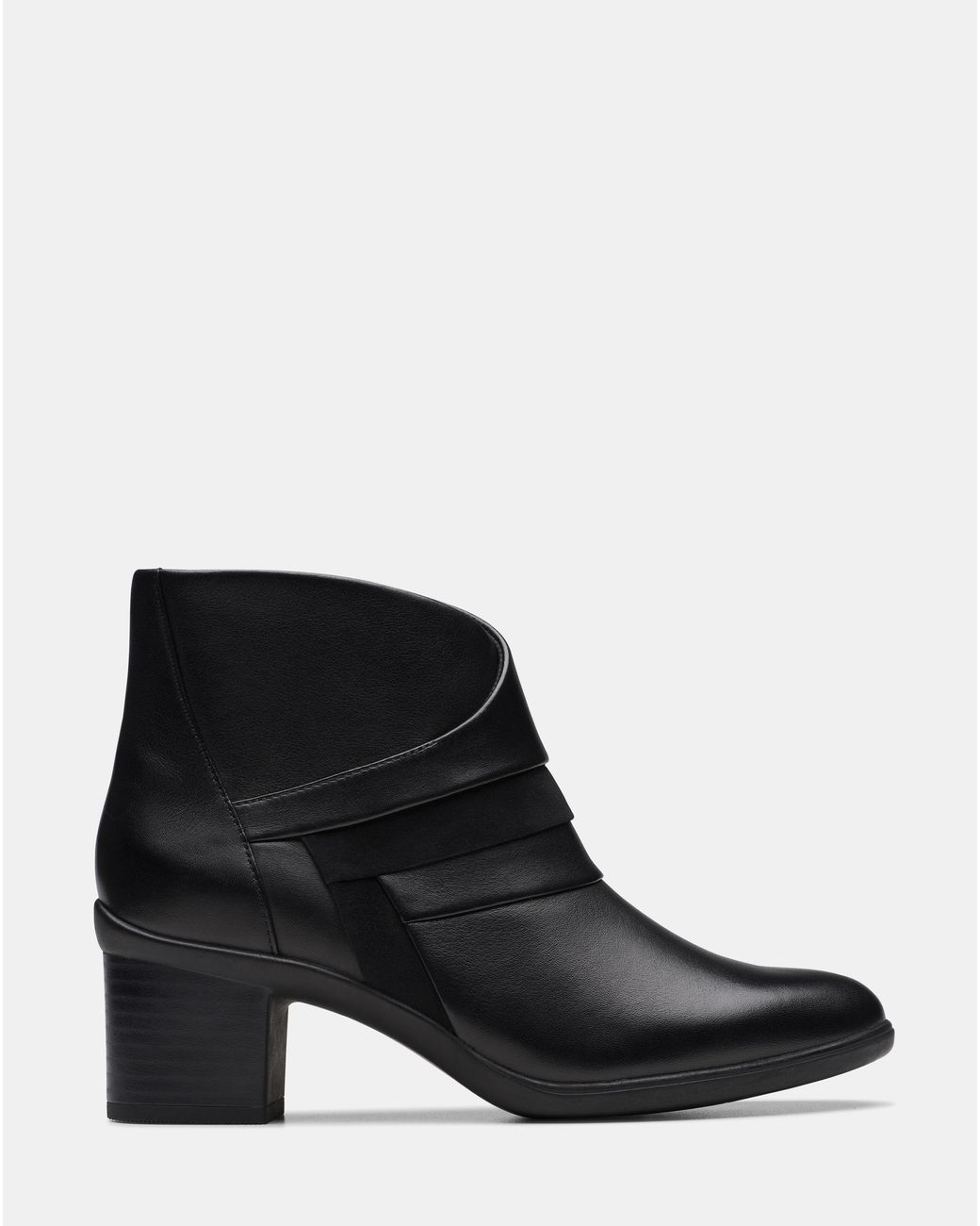Clarks Black Heeled Ankle Boot Wide