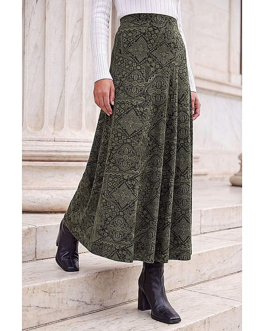 Roman Gray Roman Abstract Midi Skirt