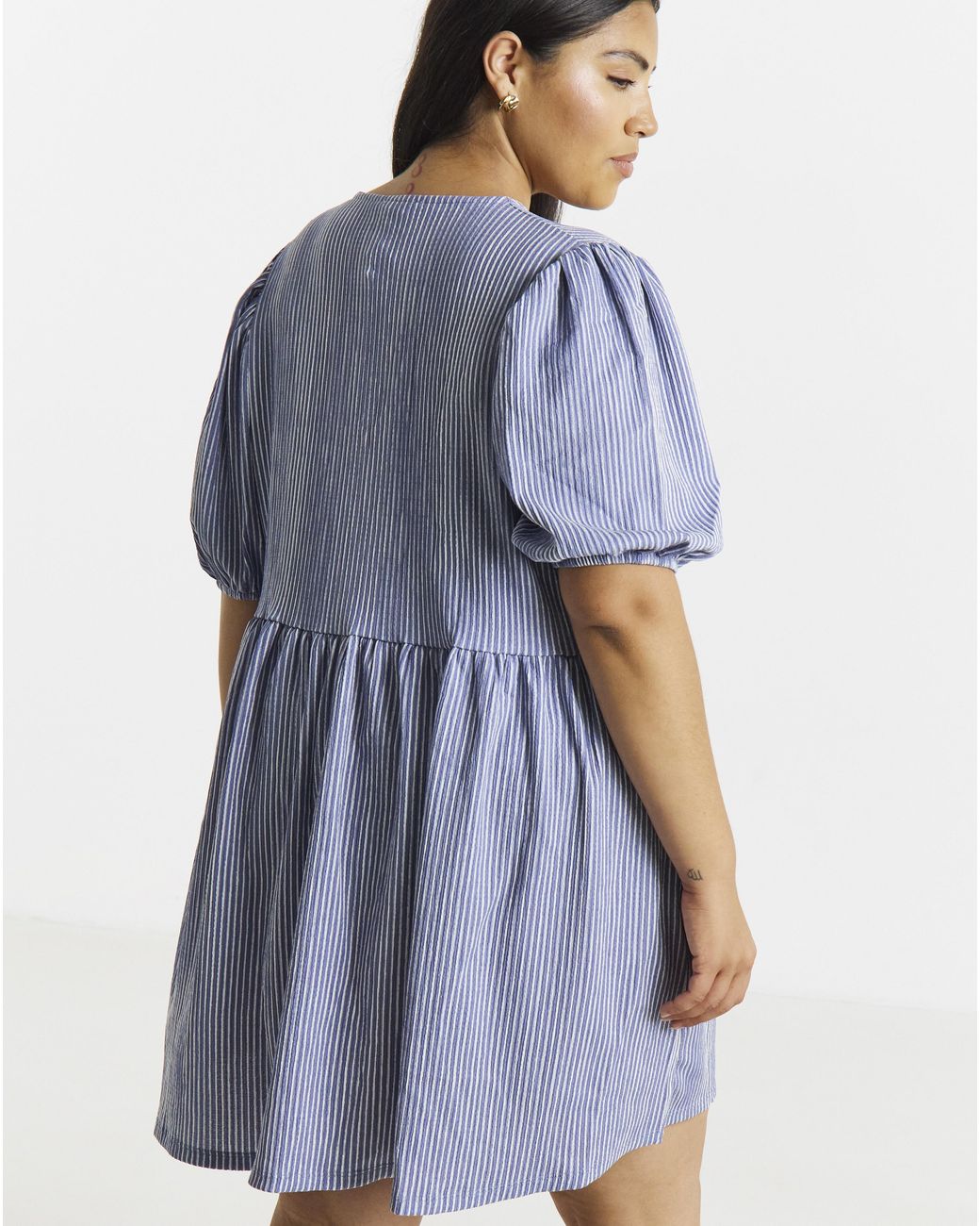 Simply Be Blue Waffle Waist Detail Skater Dress