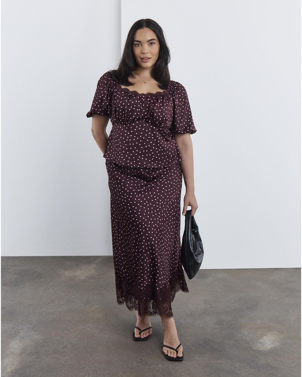 Simply Be Red Burgundy Spot Skirt Co Ord