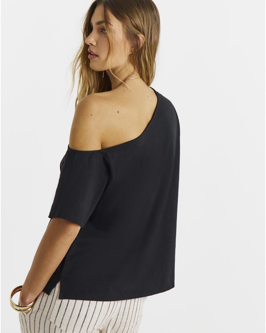 Simply Be Blue Slub Off The Shoulder Top