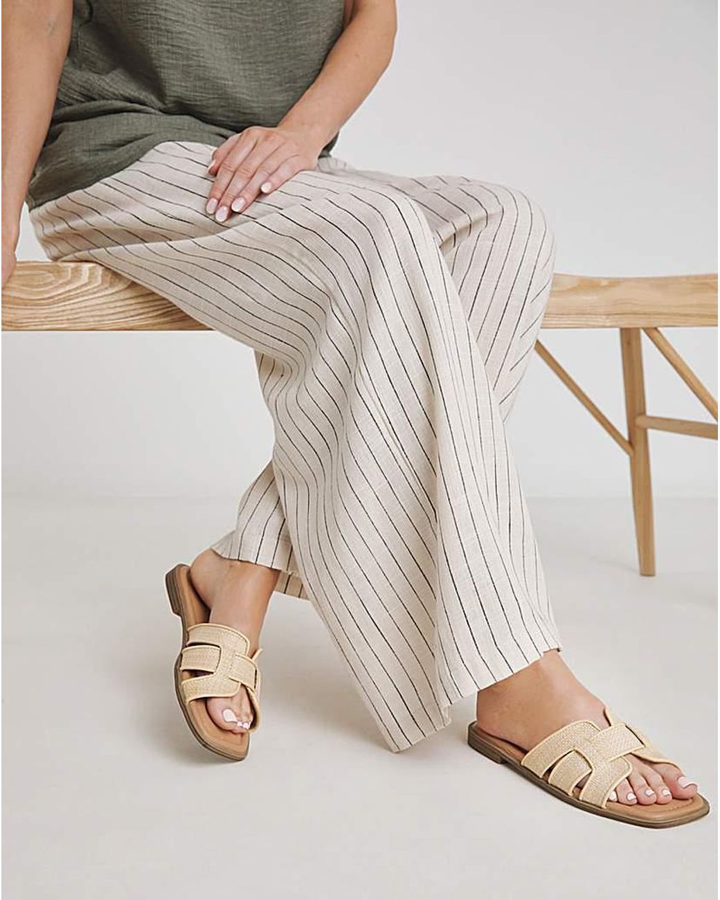 JD Williams Natural Woven Mule Sandal Ex Wide