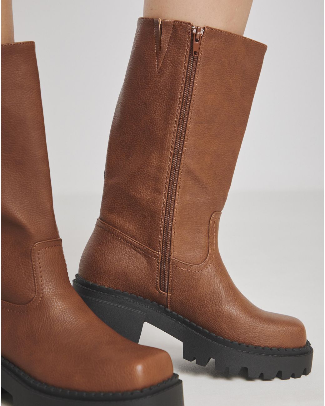 Simply Be Natural Chunky Plain Biker Boot Ex Wide C