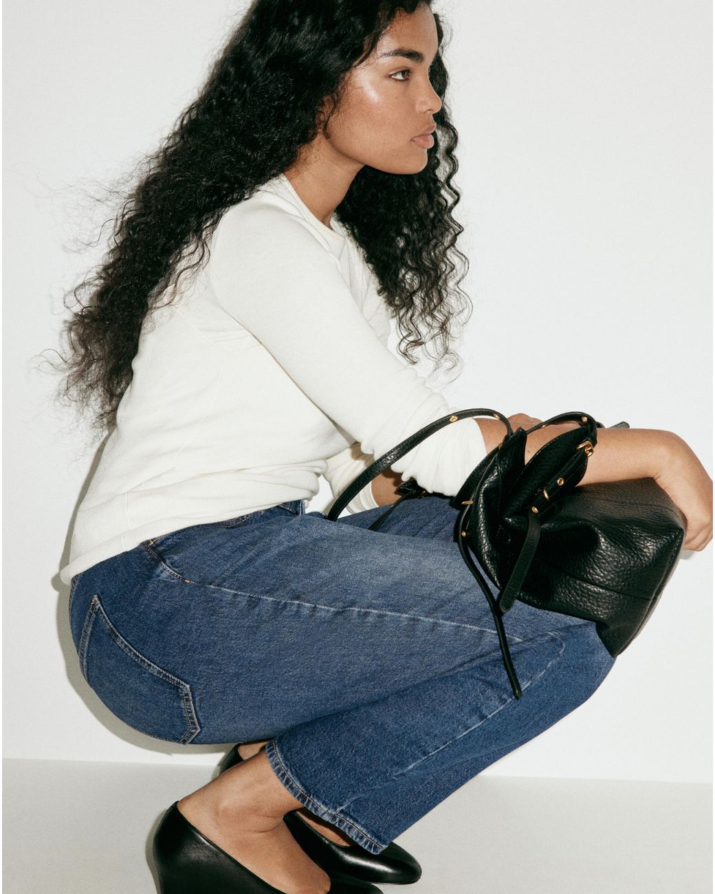Mango Black Newmom High Rise Comfort Jean
