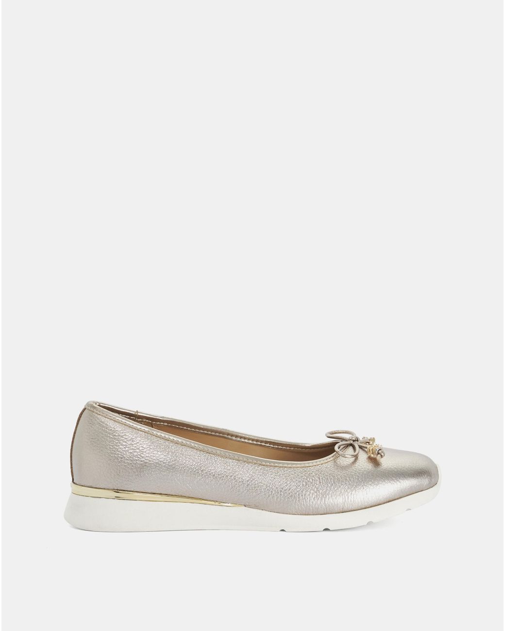 Dune White Leather Highline Ballet Pumps