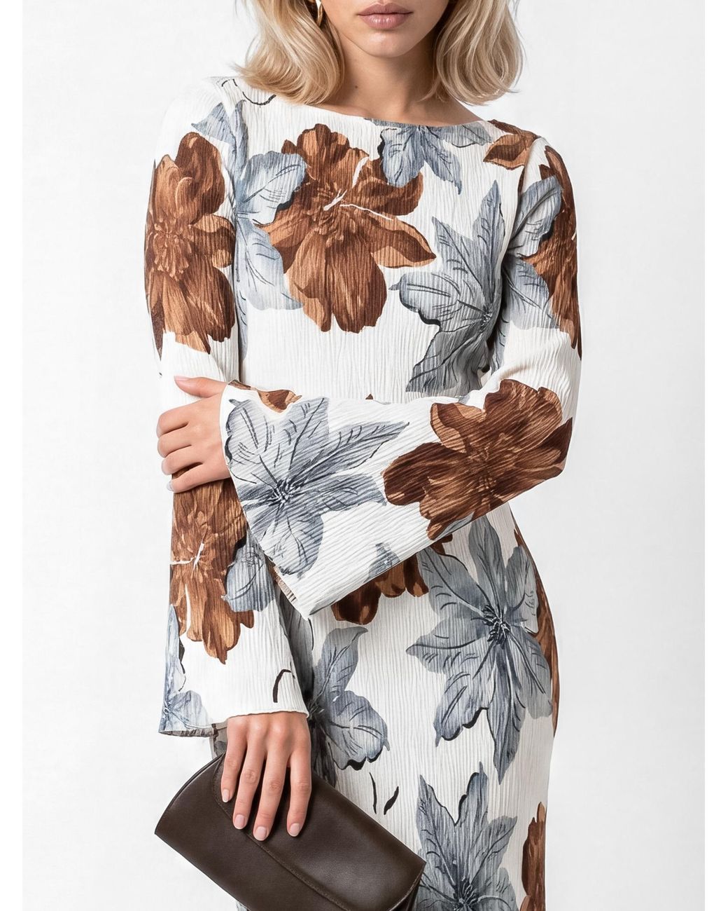 Lovedrobe White Floral Print Plisse Dress