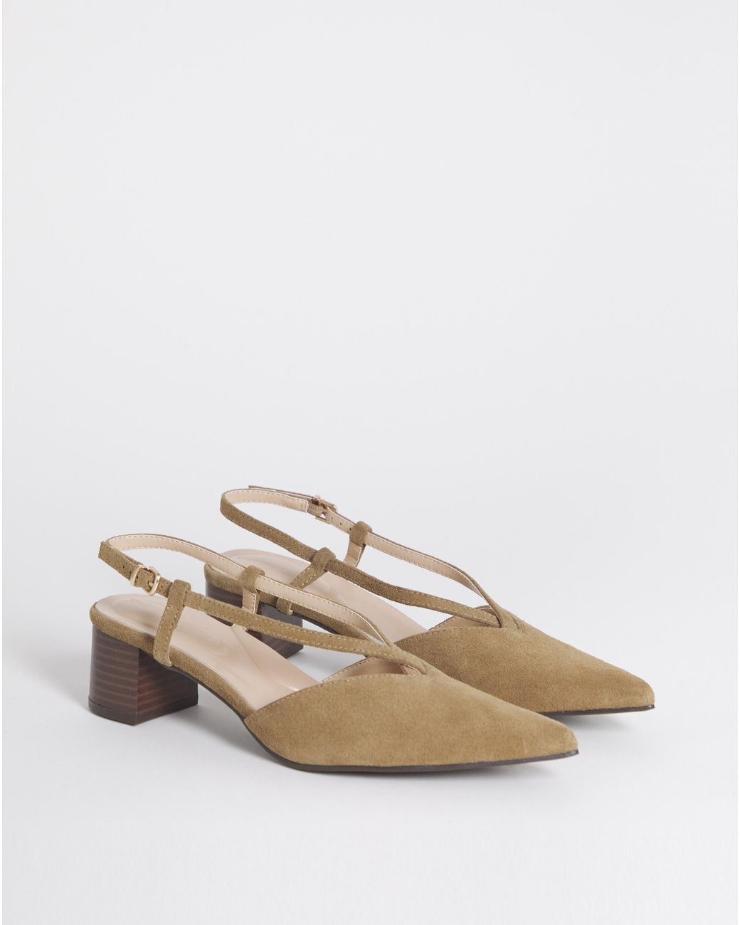Heavenly Soles Blue Heeled Pointed Toe Slingbacks Ex Wide