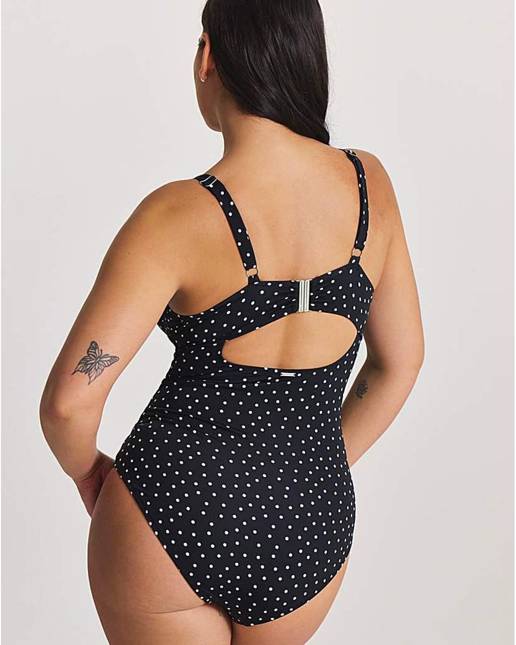 Figleaves Blue Spot Tie Front Underwired Swimsuit