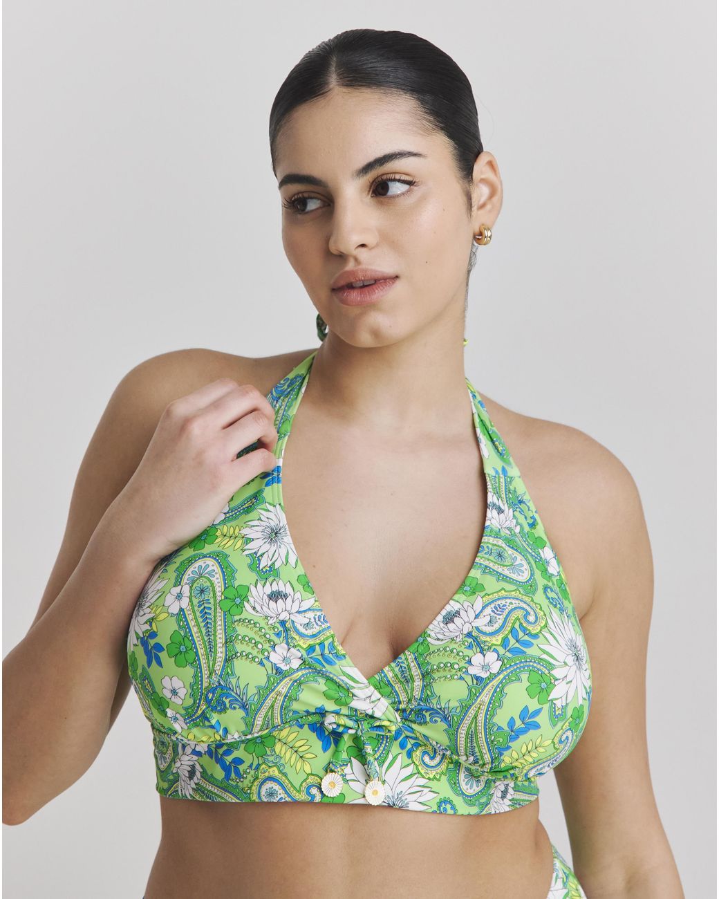Joe Browns Green Paisley Print Bikini Top