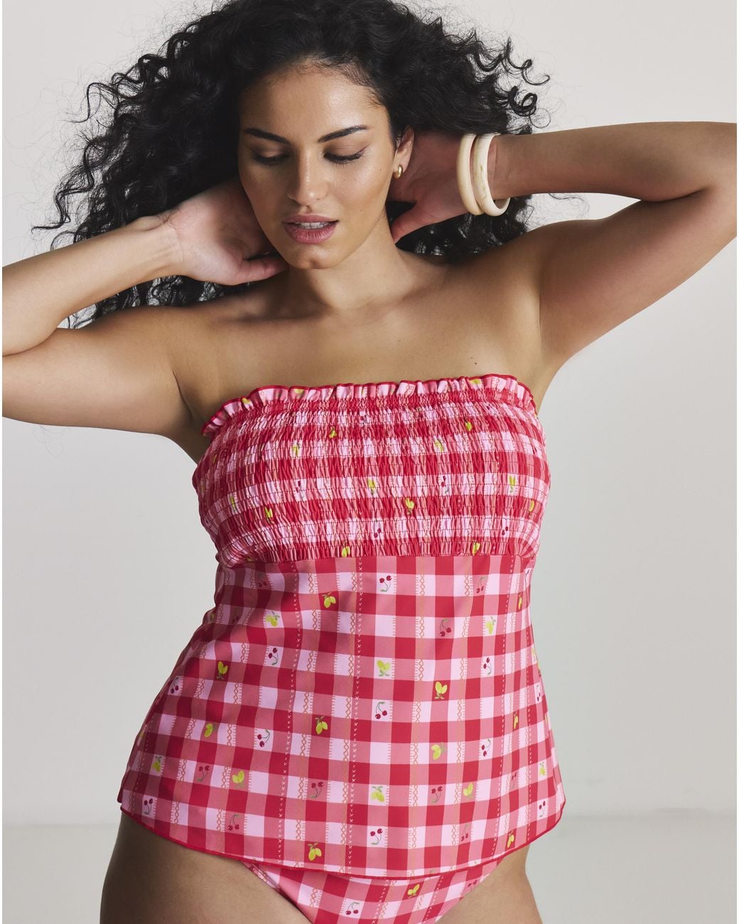 Simply Be Pink Shirred Tankini Top