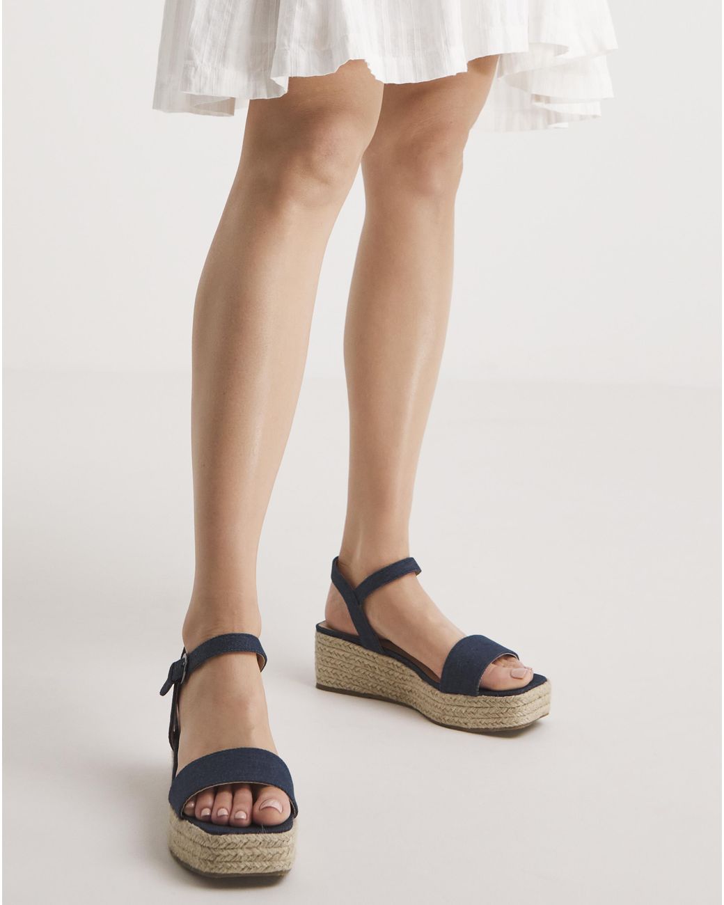 Simply Be White Square Toe Espadrille Flatform Sandals