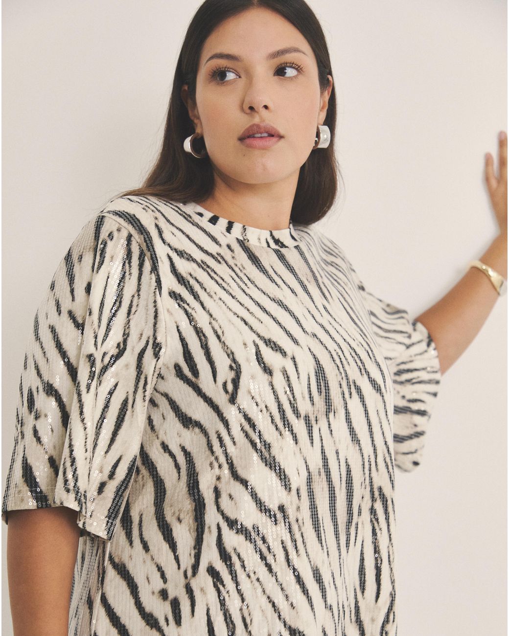 Simply Be Natural Sequin T-Shirt Dress