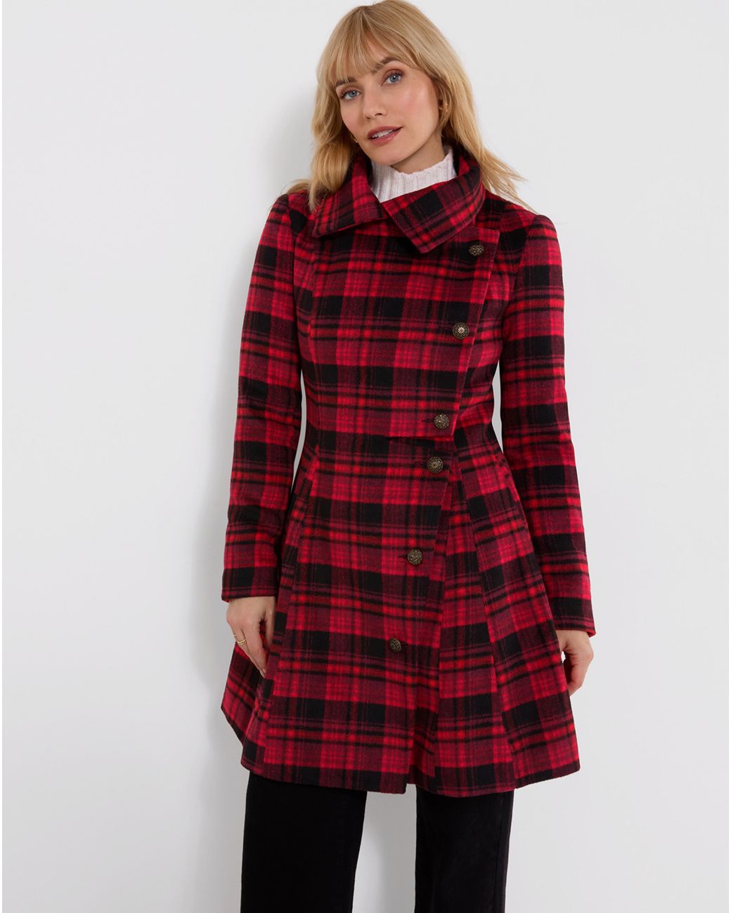 Joe Browns Red Autumn Days Check Coat