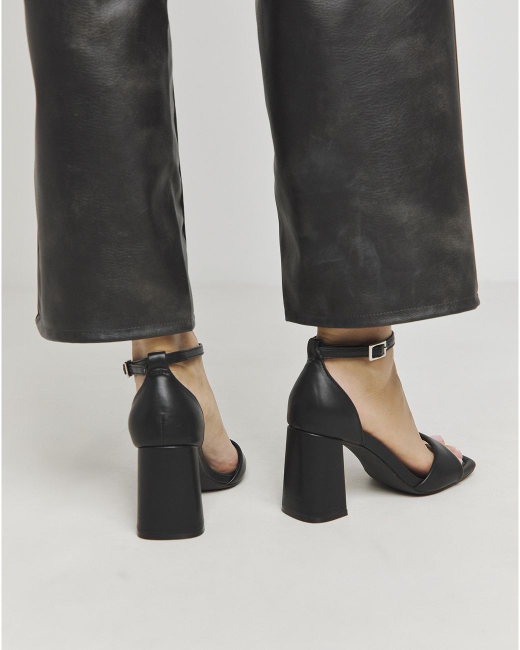 Simply Be Black Barely There Block Heel Sandals Ex Wide