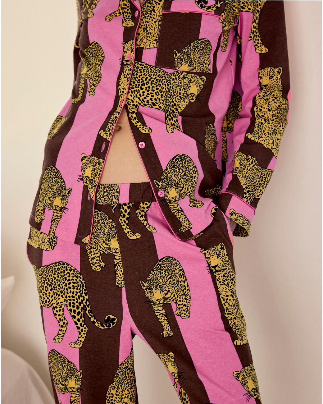 Chelsea Peers Pink Classic Long Button Up Set