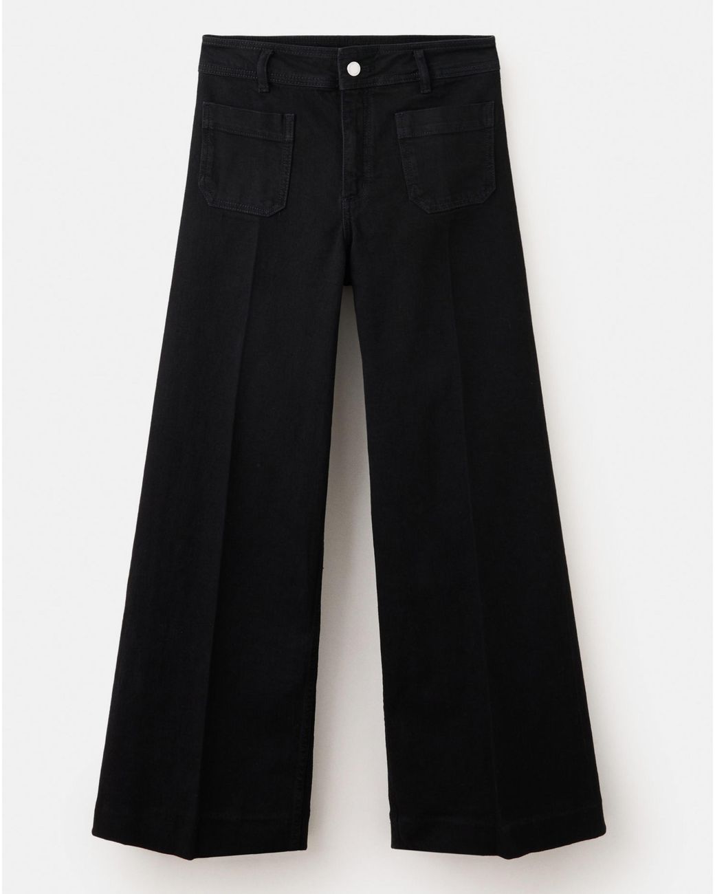 Mango Black High-Waisted Wide Leg Jeans